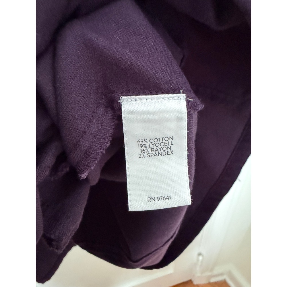 J. Jill M Plum Purple Stretch Velvet Button Front Midi Shirt Dress Cotton Blend - Picture 10 of 12